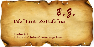 Bálint Zoltána névjegykártya